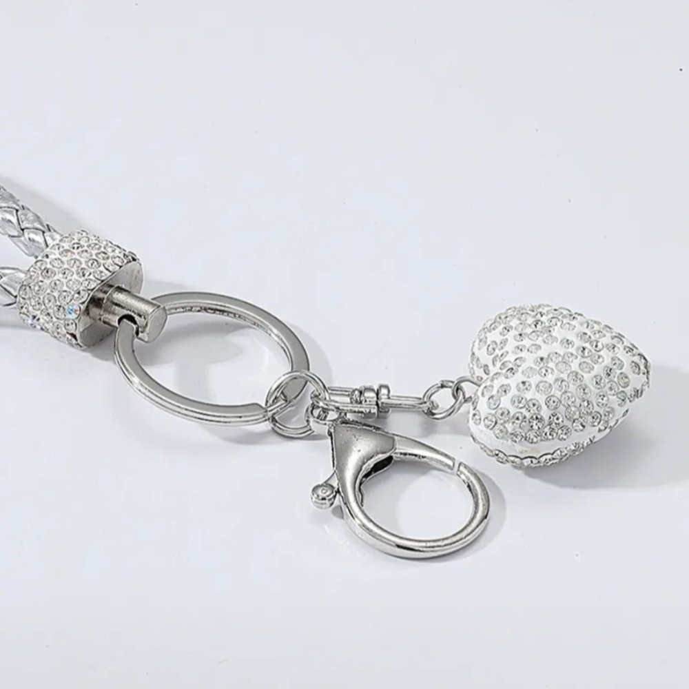 Creative Crystal Studded Heart Luxury Pendant Bag Keychain Silver… - Picture 5 of 6